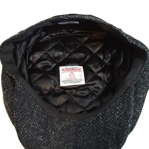 PEAKY BLINDERS Hartside Harris Tweed® Newsboy Cap HS28 in BLACK - PICK SIZE - Picture 8 of 11